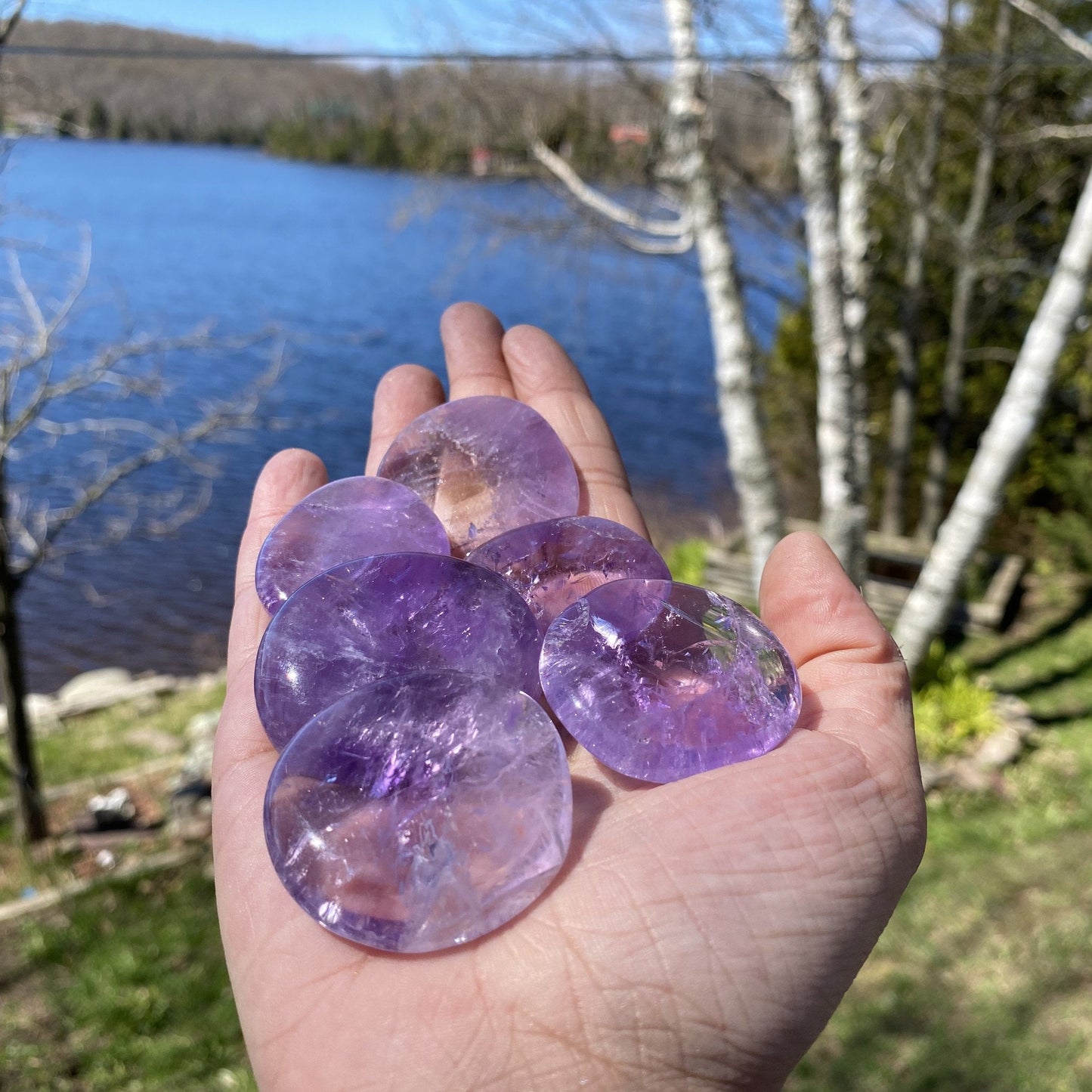 Amethyst Crystal Polished Palm Stones - MindGlow