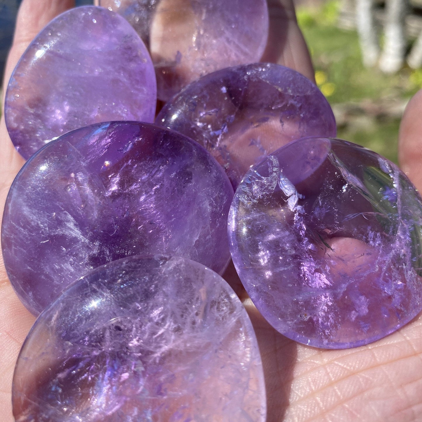 Amethyst Crystal Polished Palm Stones - MindGlow