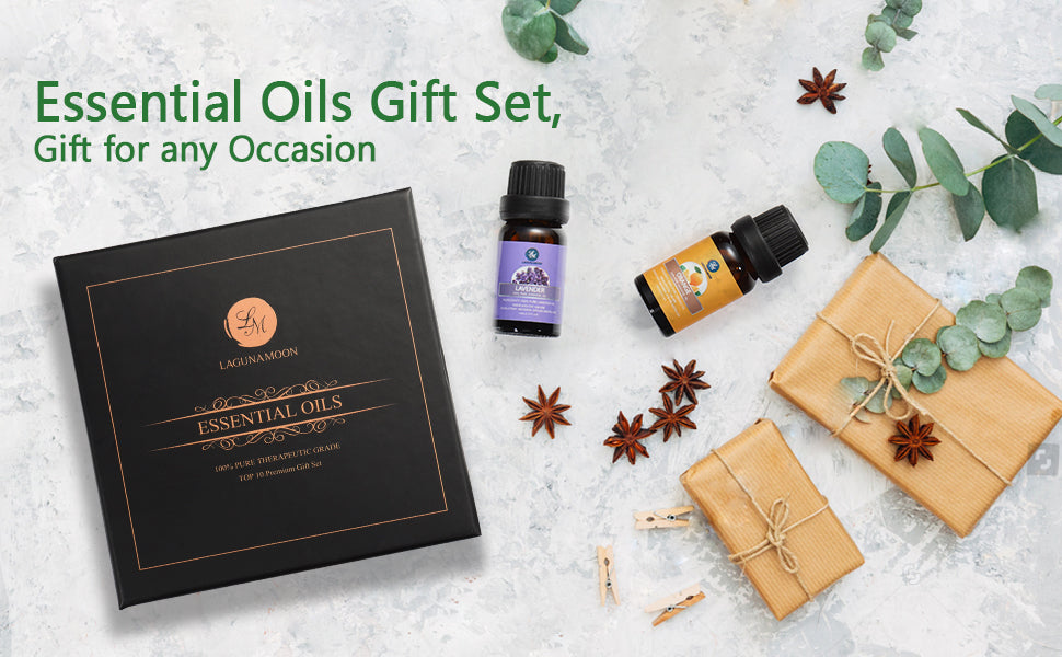 LagunaMoon Aroma Diffuser with Essential Oils Gift 10 Set Kit - MindGlow