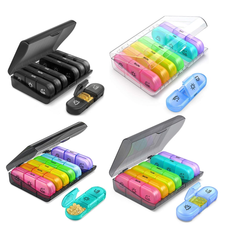 21-compartment Rainbow Pill Box One Week Pill Box(Gray + Colorful) - MindGlow