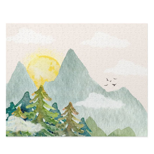Mountain View with Sun Jigsaw Puzzle 500-Piece - MindGlow