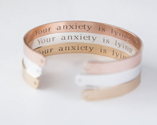 Your Anxiety Is Lying To You Bracelet, Engraved Secret Message - MindGlow